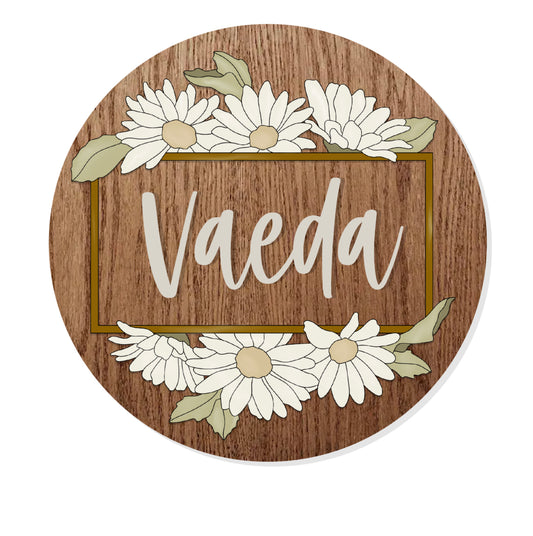 Floral Daisy Nursery Name Sign