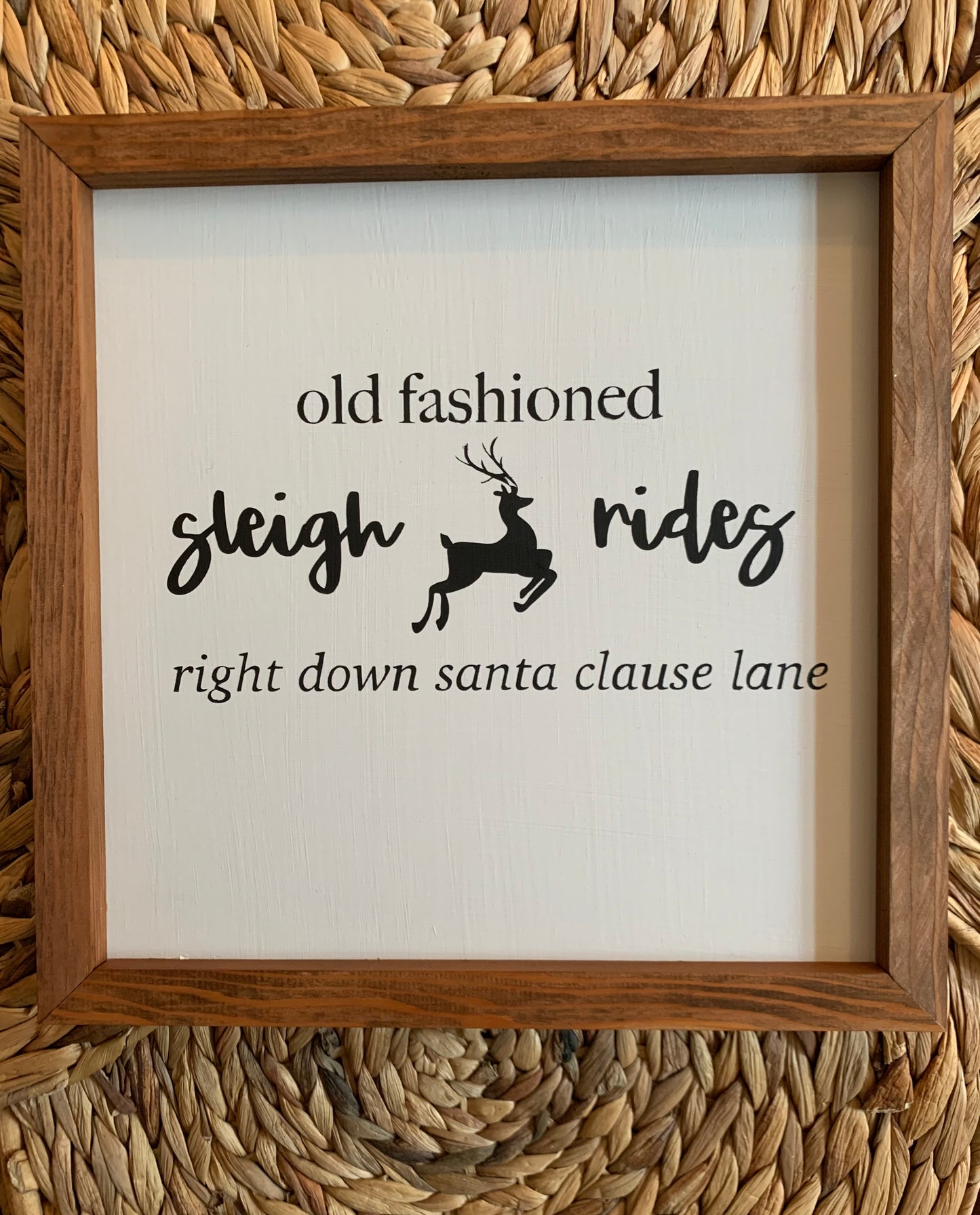 Old fashioned sleigh rides framed holiday sign